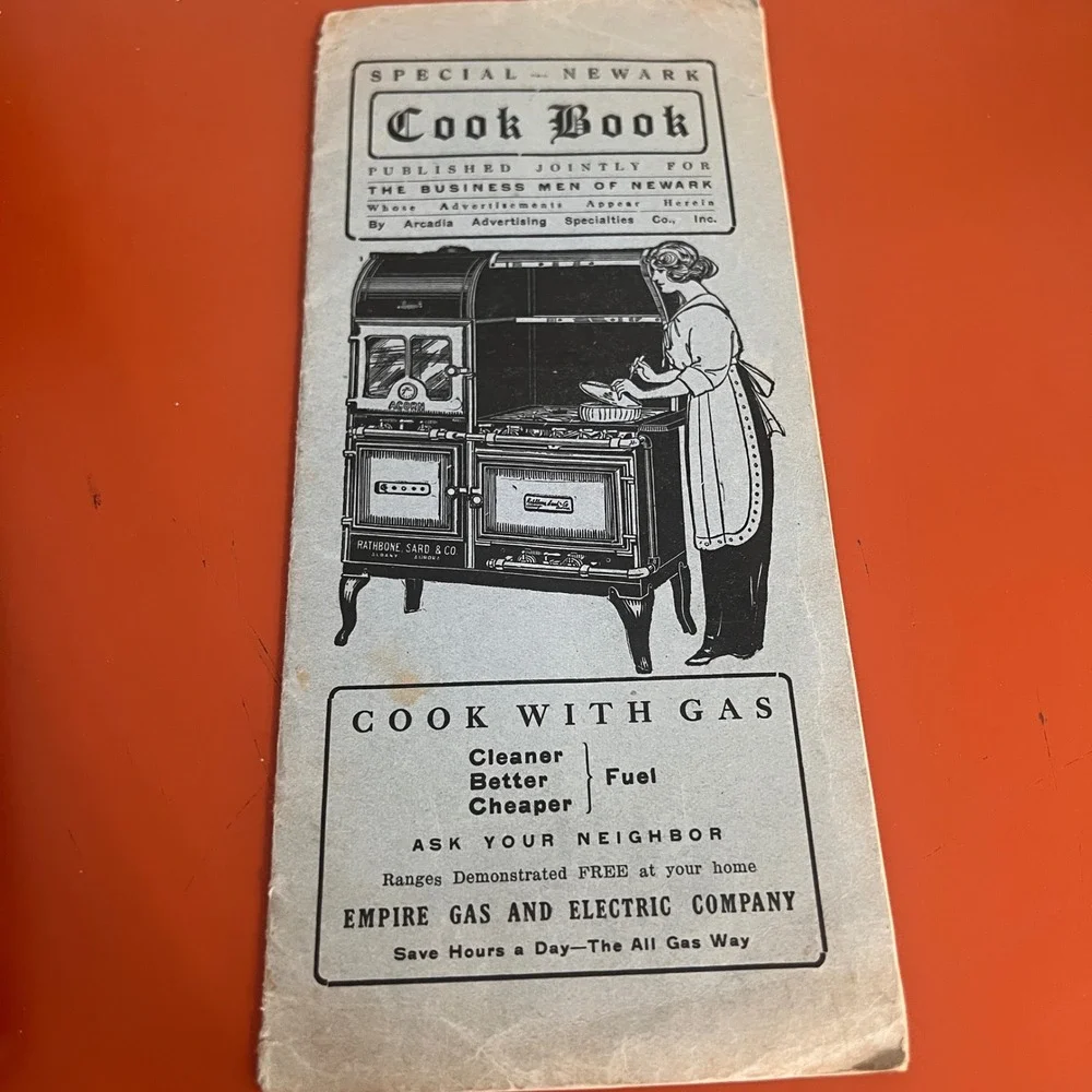 Antique Newark NY Special Cook Book Arcadia Advertising Empire Gas 1920s